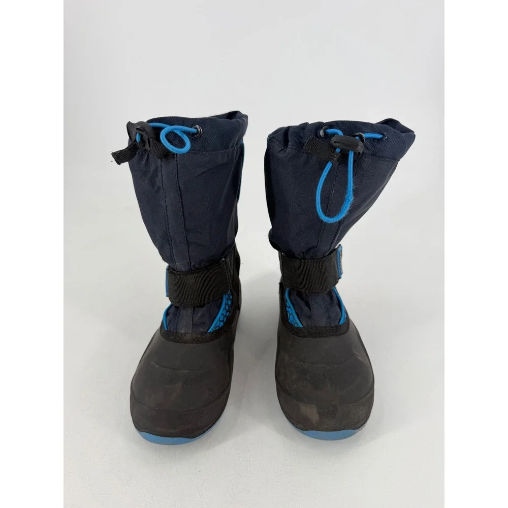 Kamik Snowfall P Boots Boy Size 1 Blue Black Waterproof Winter Snow Rubber